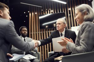 Handshaking with business group member