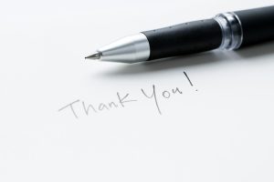 Hand writing thank you note